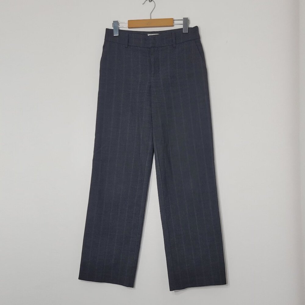 Barkins Women Charcoal Gray Pinstripe Straight Leg Dress Pant Trousers Size 8